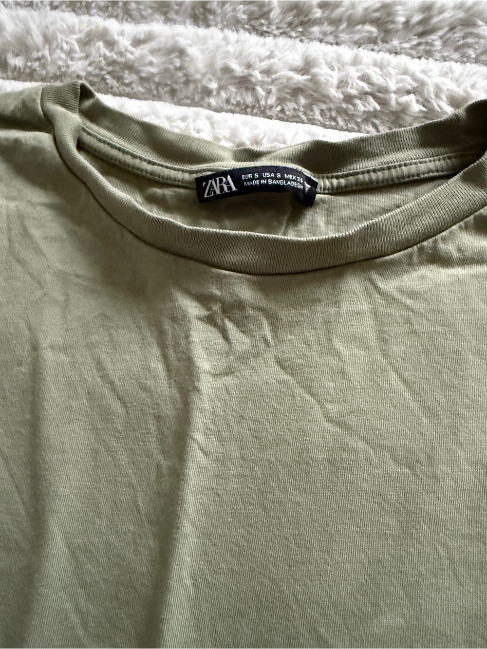Zara Men Olive Crew Neck Short Sleeve T-Shirt